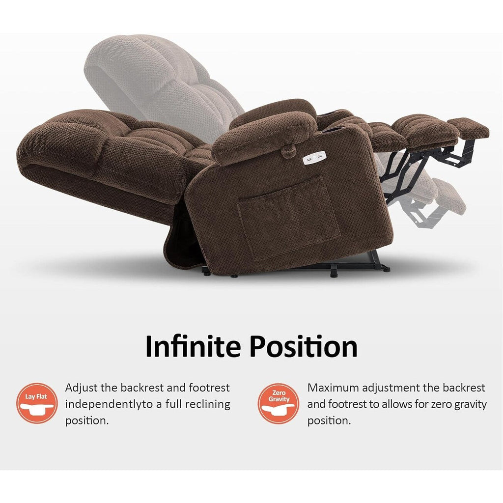 Fauteuil inclinable électrique à double moteur MCombo avec massage et chauffage pour personnes de grande taille, tissu R7891 (grand-large)