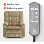 Fauteuil inclinable électrique à double moteur MCombo avec massage et chauffage pour personnes de grande taille, tissu R7891 (grand-large)