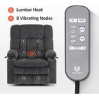 Fauteuil inclinable électrique à double moteur MCombo avec massage et chauffage pour personnes de grande taille, tissu R7891 (grand-large)