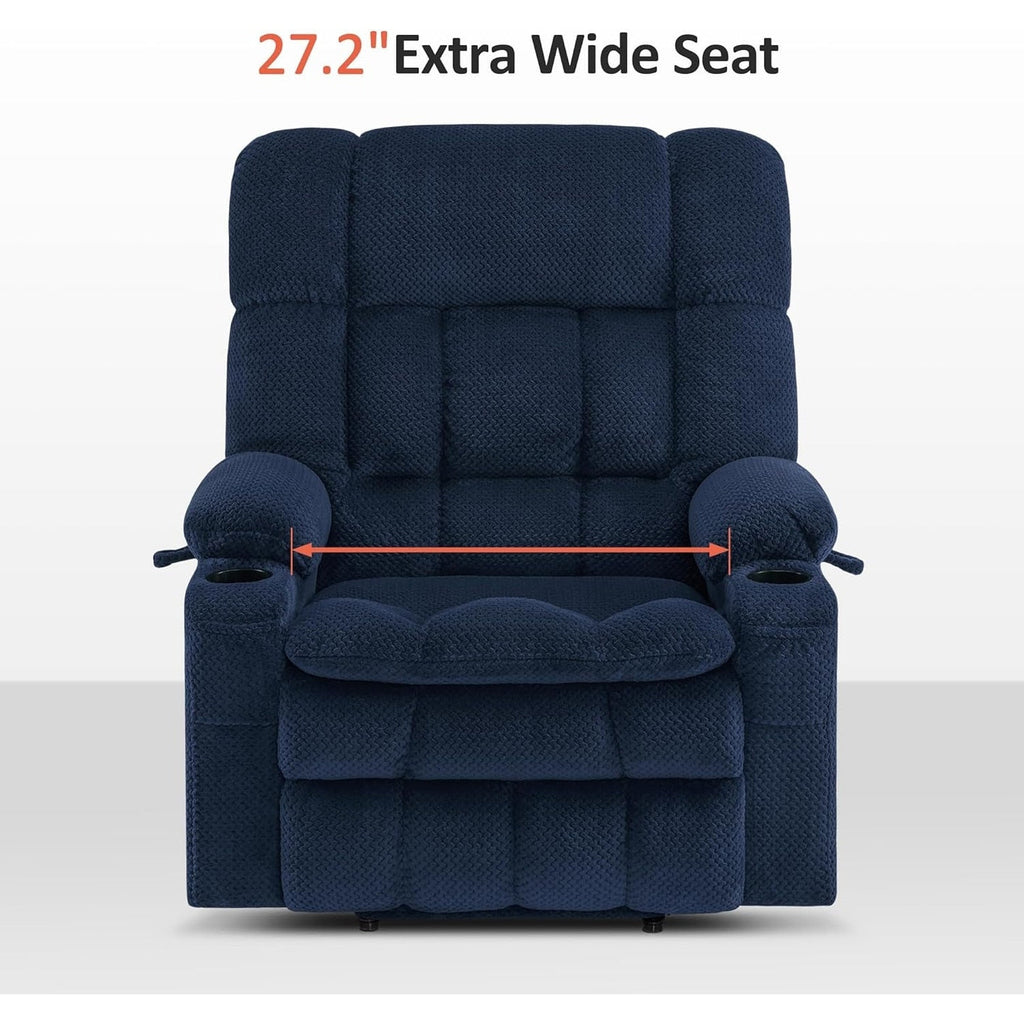 Fauteuil inclinable électrique à double moteur MCombo avec massage et chauffage pour personnes de grande taille, tissu R7891 (grand-large)