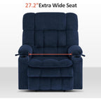Fauteuil inclinable électrique à double moteur MCombo avec massage et chauffage pour personnes de grande taille, tissu R7891 (grand-large)