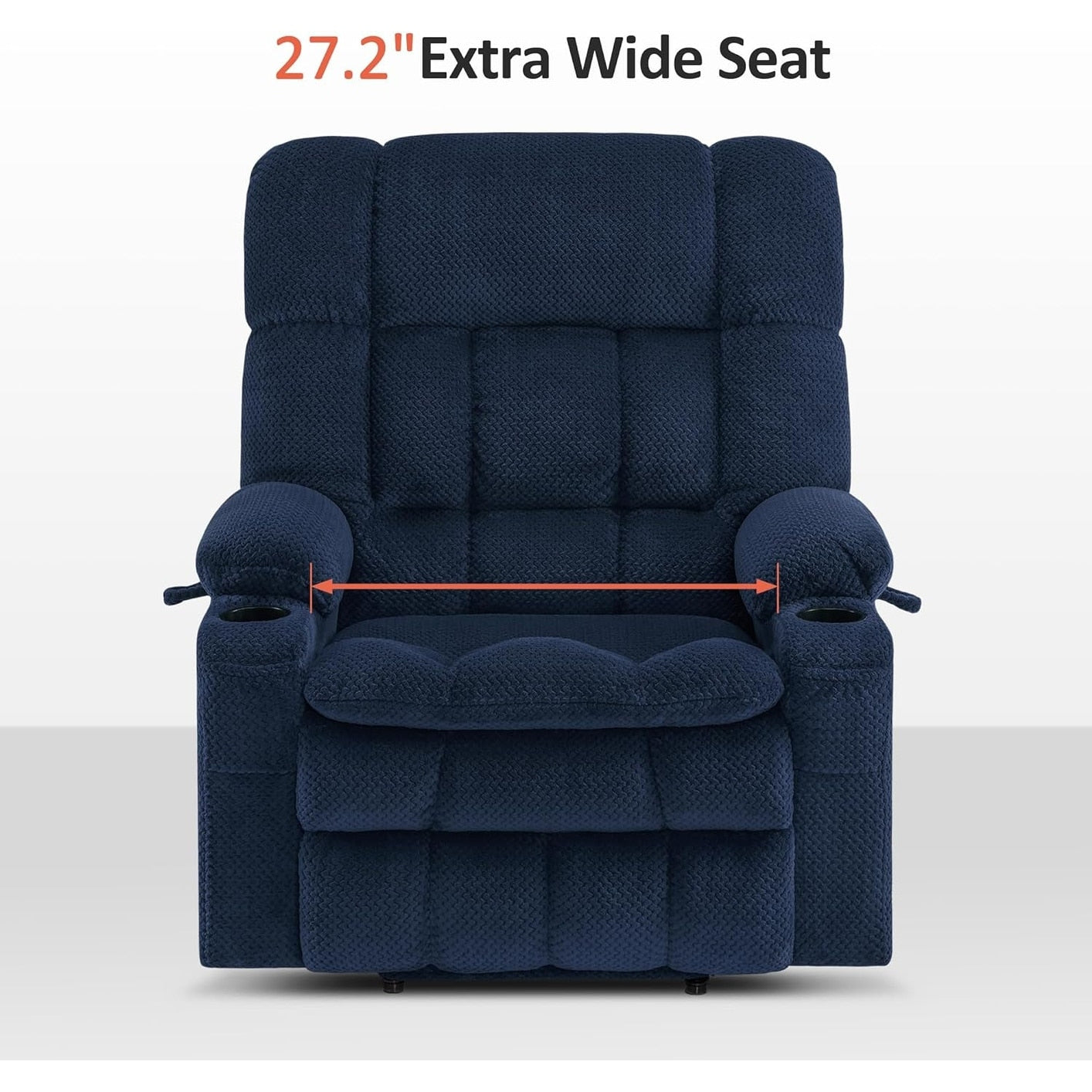 Fauteuil inclinable électrique à double moteur MCombo avec massage et chauffage pour personnes de grande taille, tissu R7891 (grand-large)