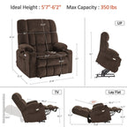 Fauteuil inclinable électrique à double moteur MCombo avec massage et chauffage, positions infinies, tissu R7894 (petit-large)