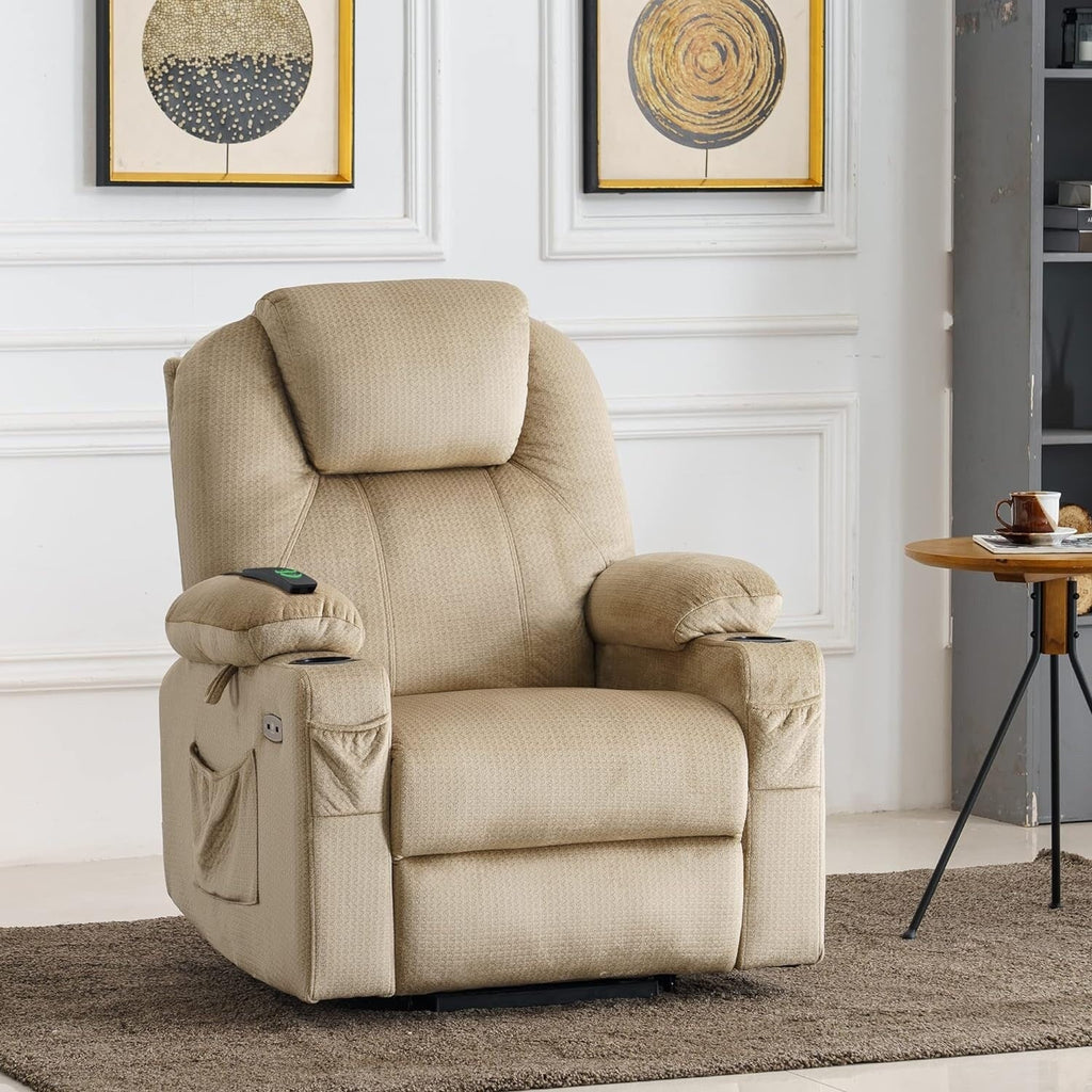 Fauteuil inclinable électrique MCombo avec massage et chauffage, 3 positions, ports USB, tissu 7040
