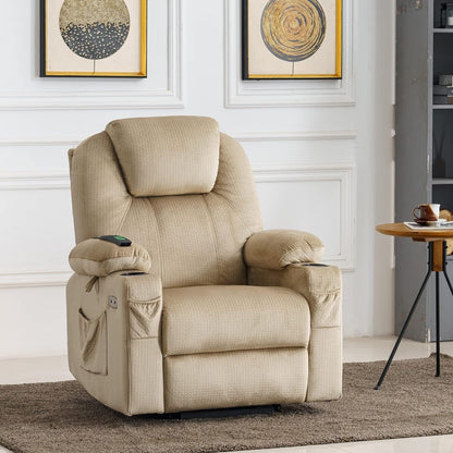 Fauteuil inclinable électrique MCombo avec massage et chauffage, 3 positions, ports USB, tissu 7040