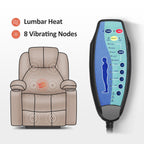 Fauteuil inclinable électrique MCombo avec massage et chauffage, 3 positions, ports USB, tissu 7040
