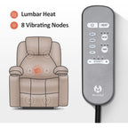 Fauteuil inclinable électrique MCombo avec massage et chauffage, 3 positions, ports USB, tissu 7040