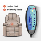 Fauteuil inclinable électrique MCombo avec massage et chauffage, 3 positions, ports USB, similicuir 7040