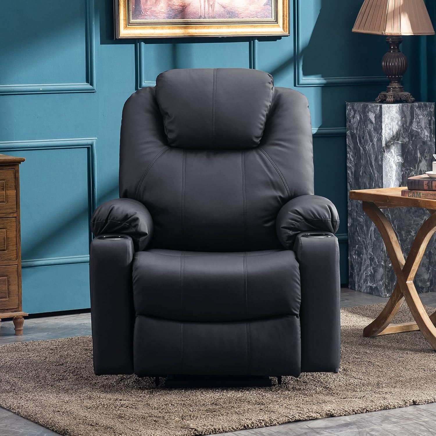 Fauteuil inclinable électrique MCombo avec massage et chauffage, 3 positions, ports USB, similicuir 7040