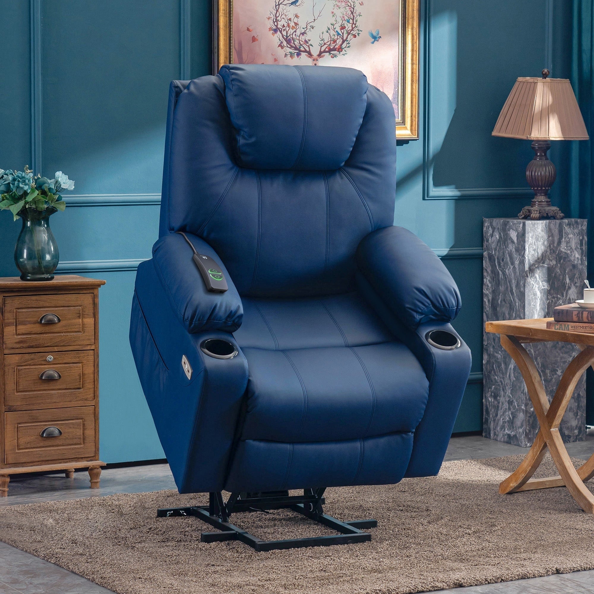 Fauteuil inclinable électrique MCombo avec massage et chauffage, 3 positions, ports USB, similicuir 7040