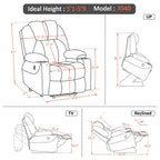Fauteuil inclinable électrique MCombo avec massage et chauffage, 3 positions, ports USB, similicuir 7040