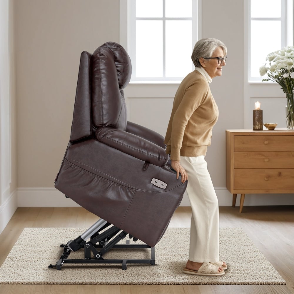 Fauteuil inclinable électrique MCombo avec massage et chauffage, 3 positions, ports USB, similicuir 7040