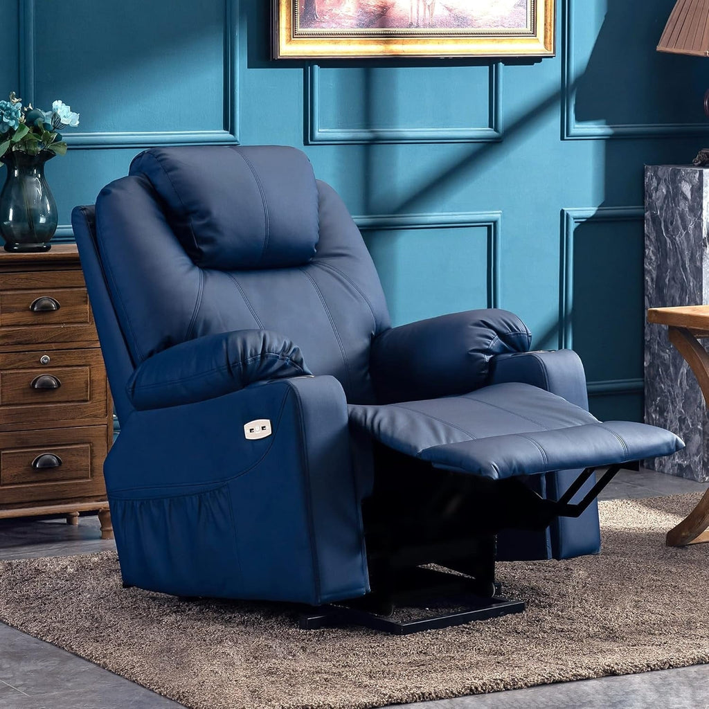 Fauteuil inclinable électrique MCombo avec massage et chauffage, 3 positions, ports USB, similicuir 7040
