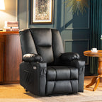 Fauteuil inclinable électrique MCombo avec repose-pieds allongé, porte-gobelets et similicuir 7507