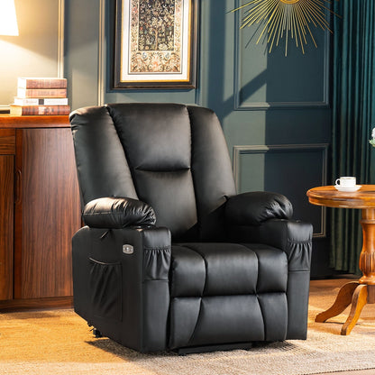 Fauteuil inclinable électrique MCombo avec repose-pieds allongé, porte-gobelets et similicuir 7507