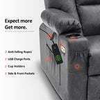 Fauteuil inclinable électrique MCombo avec repose-pieds allongé, porte-gobelets et similicuir 7507