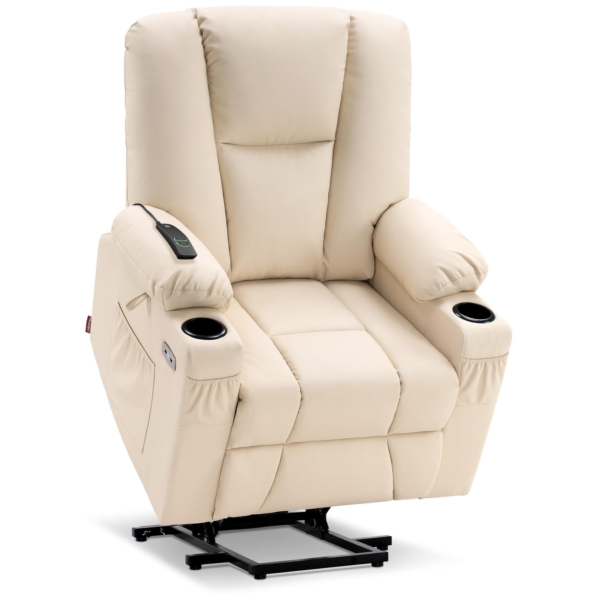 Fauteuil inclinable électrique MCombo avec repose-pieds allongé, porte-gobelets et similicuir 7507