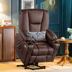 Fauteuil inclinable électrique MCombo avec repose-pieds allongé, porte-gobelets et similicuir 7507