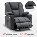 Fauteuil inclinable électrique MCombo avec repose-pieds allongé, porte-gobelets et similicuir 7507