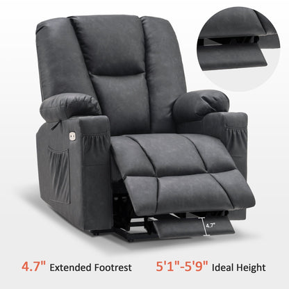 Fauteuil inclinable électrique MCombo avec repose-pieds allongé, porte-gobelets et similicuir 7507
