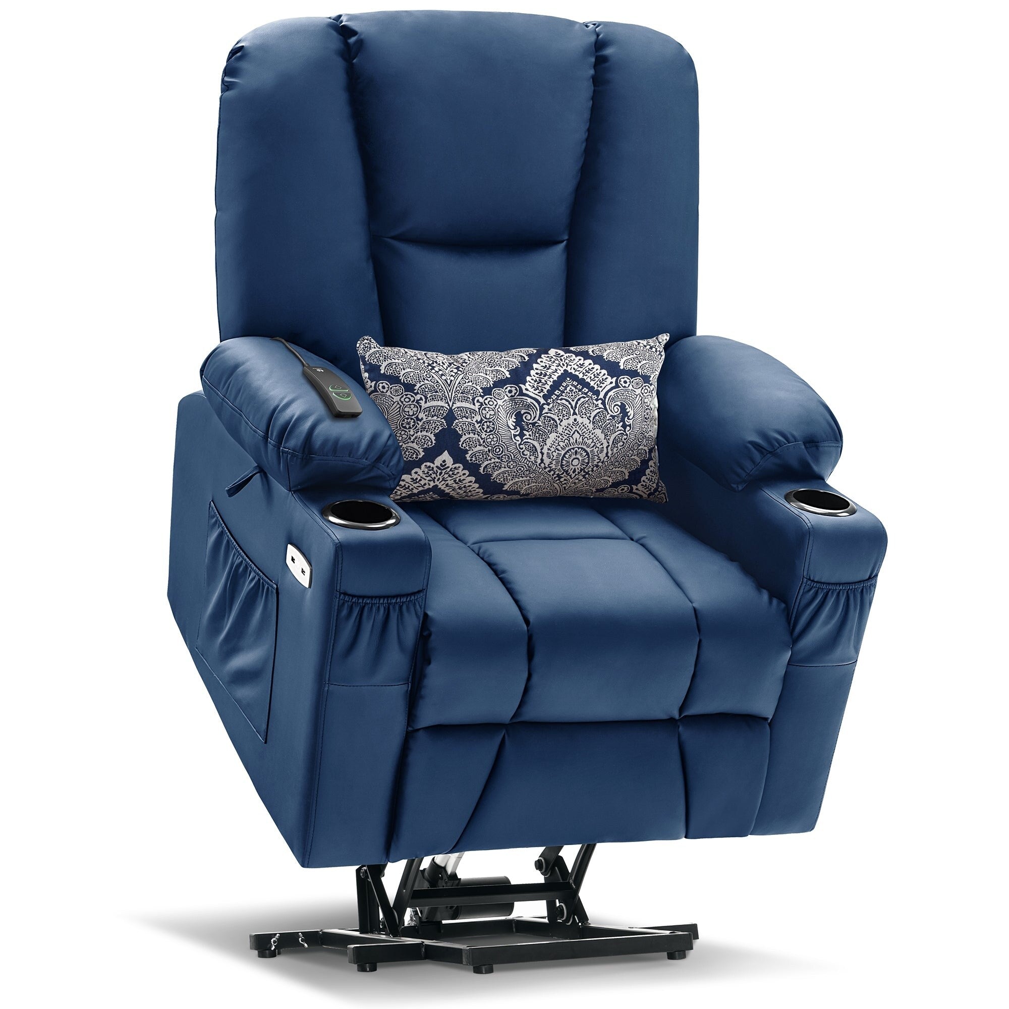 Fauteuil inclinable électrique MCombo avec repose-pieds allongé, porte-gobelets et similicuir 7507