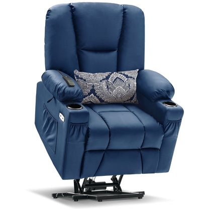 Fauteuil inclinable électrique MCombo avec repose-pieds allongé, porte-gobelets et similicuir 7507