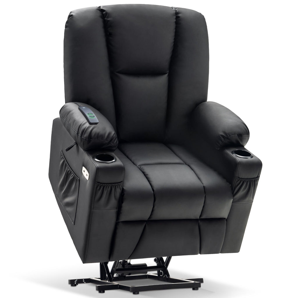 Fauteuil inclinable électrique MCombo avec repose-pieds allongé, porte-gobelets et similicuir 7507