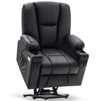 Fauteuil inclinable électrique MCombo avec repose-pieds allongé, porte-gobelets et similicuir 7507