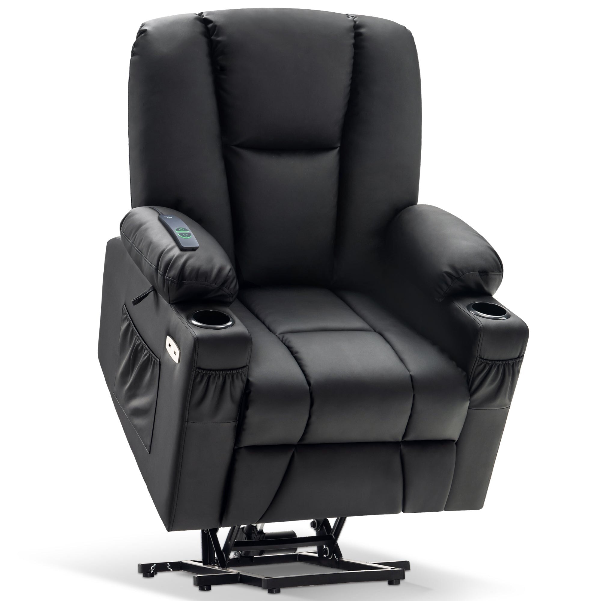 Fauteuil inclinable électrique MCombo avec repose-pieds allongé, porte-gobelets et similicuir 7507