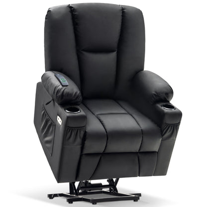 Fauteuil inclinable électrique MCombo avec repose-pieds allongé, porte-gobelets et similicuir 7507