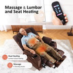 Fauteuil inclinable électrique à double moteur MCombo, grand format, avec massage et double chauffage, pour personnes âgées de grande taille, tissu 7634