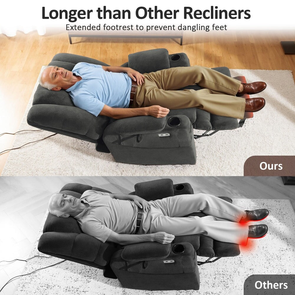 Fauteuil inclinable électrique à double moteur MCombo, grand format, avec massage et double chauffage, pour personnes âgées de grande taille, tissu 7634