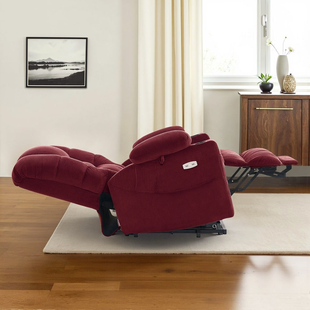 Fauteuil inclinable électrique à double moteur MCombo, grand format, avec massage et double chauffage, pour personnes âgées de grande taille, tissu 7634