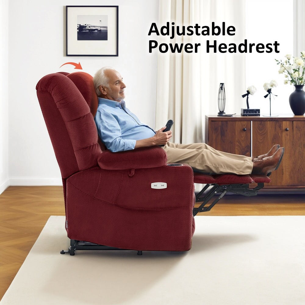 Fauteuil inclinable électrique à double moteur MCombo, grand format, avec massage et double chauffage, pour personnes âgées de grande taille, tissu 7634