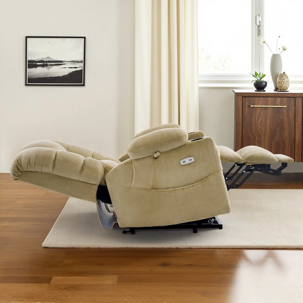 Fauteuil inclinable électrique à double moteur MCombo, grand format, avec massage et double chauffage, pour personnes âgées de grande taille, tissu 7634