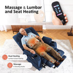 Fauteuil inclinable électrique à double moteur MCombo, grand format, avec massage et double chauffage, pour personnes âgées de grande taille, tissu 7634