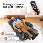 Fauteuil inclinable électrique à double moteur MCombo, grand format, avec massage et double chauffage, pour personnes âgées de grande taille, tissu 7634