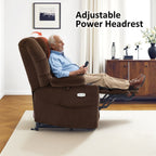 Fauteuil inclinable électrique à double moteur MCombo, grand format, avec massage et double chauffage, pour personnes âgées de grande taille, tissu 7634