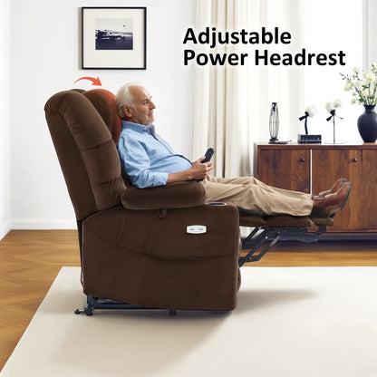 Fauteuil inclinable électrique à double moteur MCombo, grand format, avec massage et double chauffage, pour personnes âgées de grande taille, tissu 7634