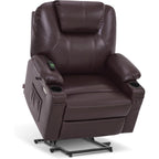 Fauteuil inclinable électrique MCombo de largeur moyenne avec massage et chauffage pour personnes âgées, similicuir R7045