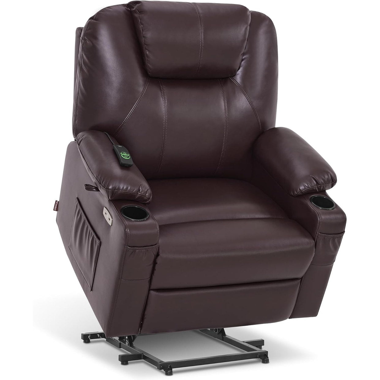 Fauteuil inclinable électrique MCombo de largeur moyenne avec massage et chauffage pour personnes âgées, similicuir R7045