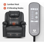 Fauteuil inclinable électrique MCombo de largeur moyenne avec massage et chauffage pour personnes âgées, similicuir R7045