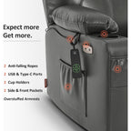 Fauteuil inclinable électrique MCombo de largeur moyenne avec massage et chauffage pour personnes âgées, similicuir R7045
