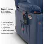 Fauteuil inclinable électrique MCombo de largeur moyenne avec massage et chauffage pour personnes âgées, similicuir R7045