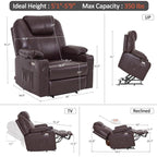 Fauteuil inclinable électrique MCombo de largeur moyenne avec massage et chauffage pour personnes âgées, similicuir R7045
