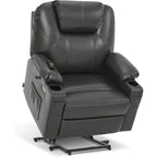 Fauteuil inclinable électrique MCombo de largeur moyenne avec massage et chauffage pour personnes âgées, similicuir R7045