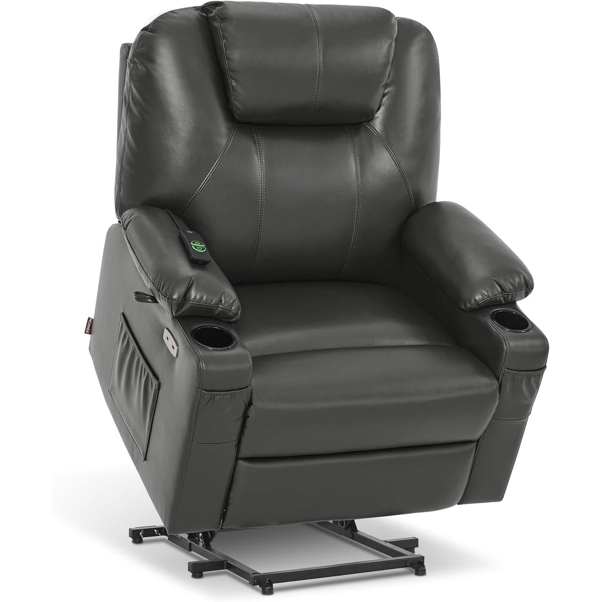 Fauteuil inclinable électrique MCombo de largeur moyenne avec massage et chauffage pour personnes âgées, similicuir R7045