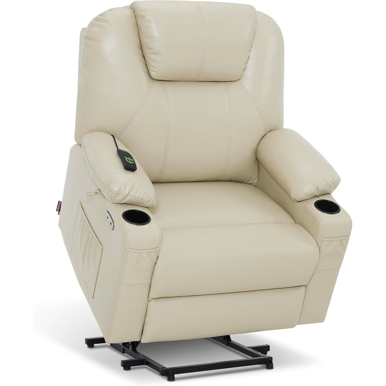 Fauteuil inclinable électrique MCombo de largeur moyenne avec massage et chauffage pour personnes âgées, similicuir R7045