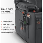 Fauteuil inclinable électrique MCombo de largeur moyenne avec massage et chauffage pour personnes âgées, similicuir R7045