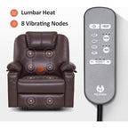 Fauteuil inclinable électrique MCombo de largeur moyenne avec massage et chauffage pour personnes âgées, similicuir R7045